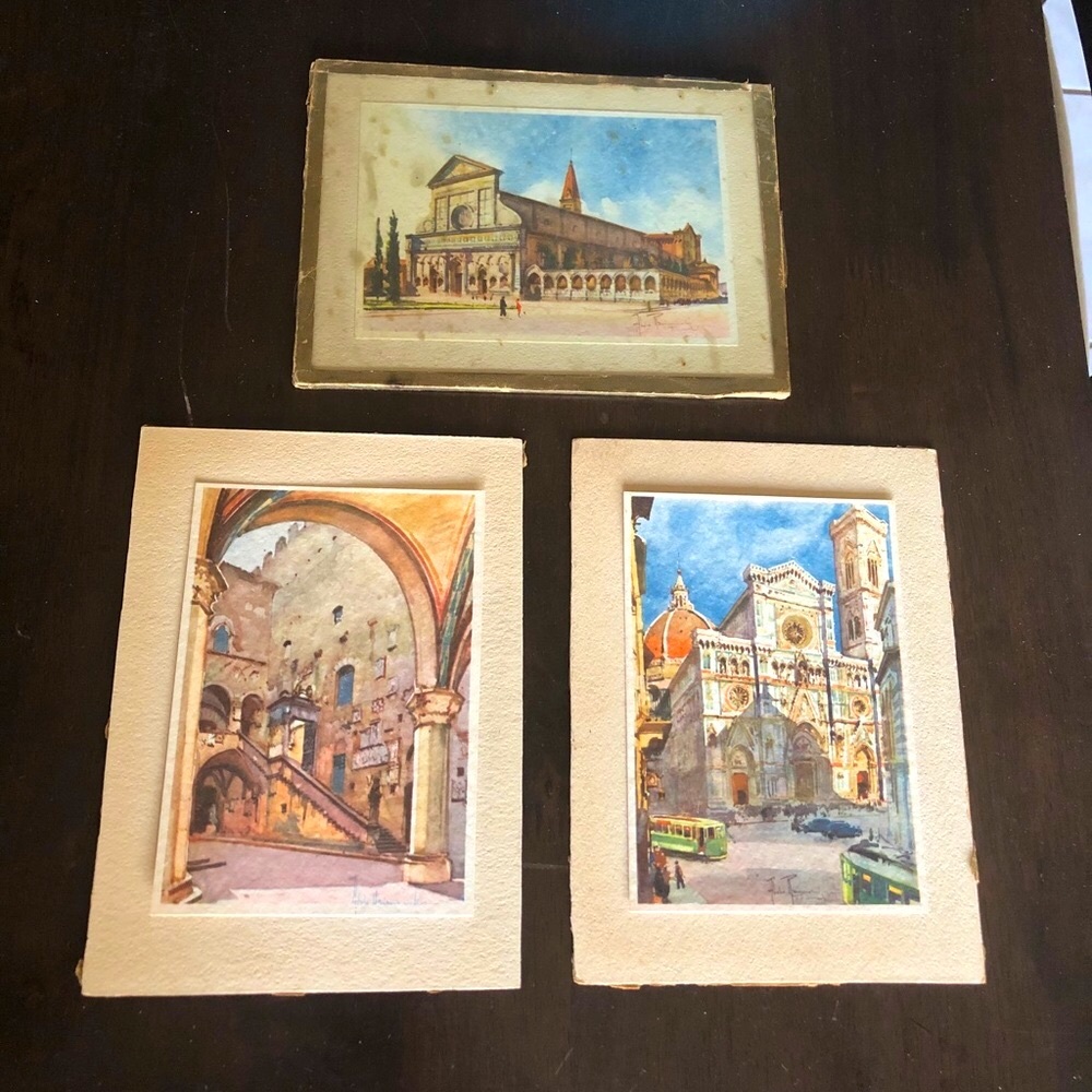 Three Vintage Print Postcards from Italy